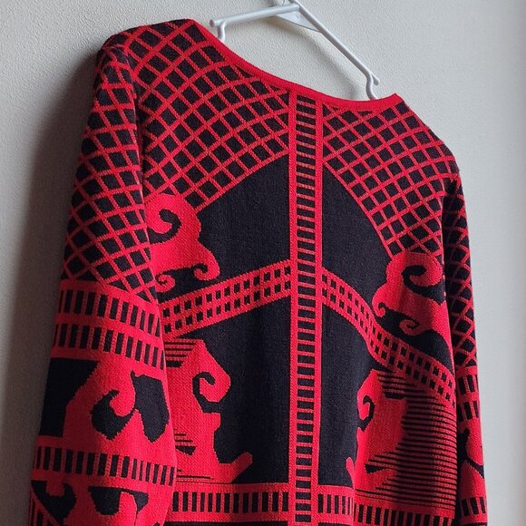 VENUS Red/Black Print Sweater Dress Size 1X - Picture 11 of 16